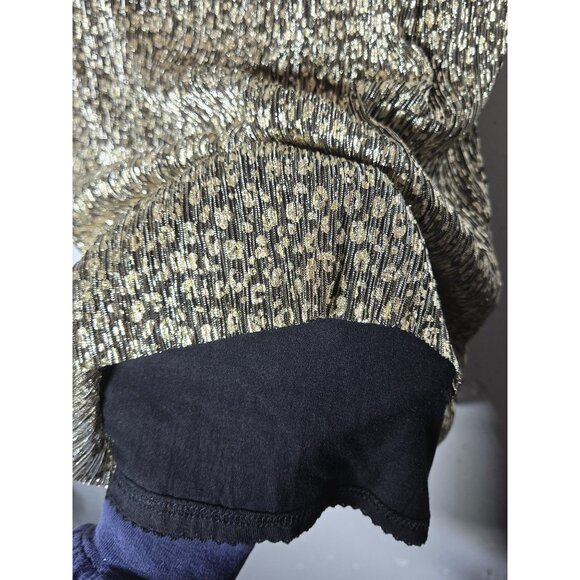 Maeve by Anthropologie Gold Metallic Animal Print Pleated Maxi Skirt Size 8 - Picture 4 of 11